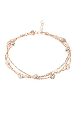 Elika Silver Kadın Taşlı Rose Kaplama 925 Ayar Gümüş Bileklik