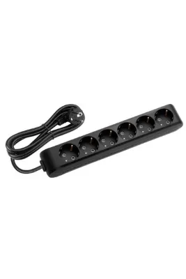 VİKO Multi-let Altılı Priz ( 6 Lı ) Topraklı Çocuk Korumalı Kablolu Grup Priz 02 Metre Siyah