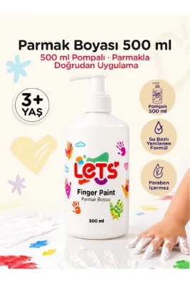 Lets Parmak Boyası 500 ml Tek Renk Beyaz Büyük Boy (Kremsi · Parmakla Boyama · 3 Yaş+)