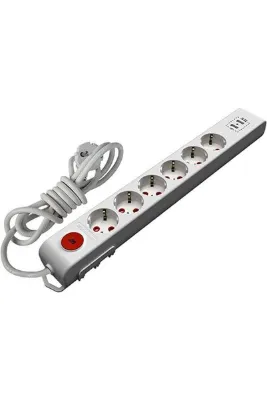 Mutlusan Altılı Grup Priz, Ri-Tech, USB, Anahtarlı, Topraklı, 3 mt, Çocuk Korumalı