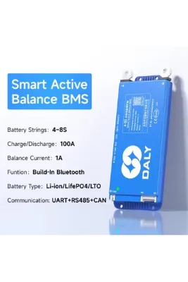 Daly BMS Daly 4-8S 100A Smart BMS – Aktif Balanslı (BT + RS485 + CAN)