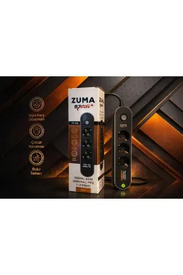 Zuma STAR Termal Akım Korumalı 3’lü Priz 2 Metre | 4000W | Çocuk Korumalı