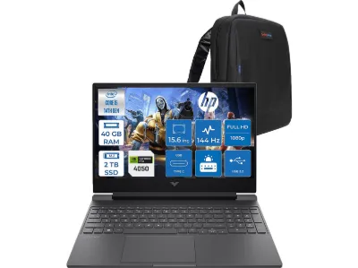 HP Victus DDR5 6 GB/RTX4050 BY2K1EAF19 Intel Core i5-14450HX 40 GB RAM 2 TB SSD 15,6 inç FreeDOS Laptop+Çanta Mica Silver