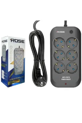Rose Altılı Akım Korumalı Grup Priz Anti Static 3X1.5 2mt GR-600-2M (0 incele)
