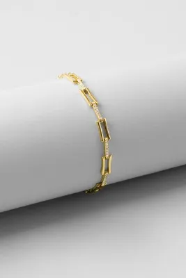 So CHIC... Amelia 18 Ayar Sarı Altın Kaplama 19 Cm Gümüş Zincir Bileklik