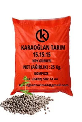karaoğlan tarım Süper Kompoze Npk 15.15.15 Taban Gübresi Kükürt Katkılı 25 Kg