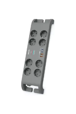 Philips SPN8180GA/62 8 Soket Akım Korumalı Priz 2400 Joules 2Mt Kablo 2xUsb-C PD 20W Hızlı Şarj 2xUs