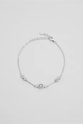 So CHIC... Baget Çiçeği 18 Ayar Beyaz Altn Kaplama 19 Cm Gümüş Minimal Bileklik
