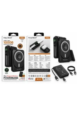 Fulltech FP22 10000mAh 15W MagSafe Standlı Wireless Powerbank Hızlı Şarj Dahili Kablolu