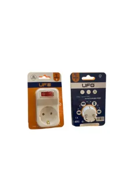 UFO akım koruma priz tekli (şok korumalı)2500 watt topraklı beyaz