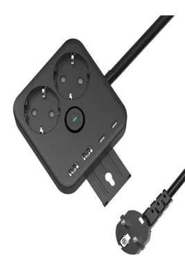 ÇELİKWORK 3680W Akım Korumalı 2'li Priz 2 USB, 2 Type-C, 1.4m Kablo, 3.4A Çıkış, Askı Aparatlı Uzatma Kablosu