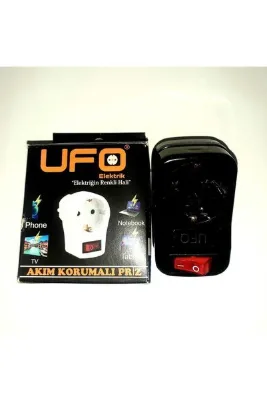 UFO TECH Akım Korumalı Tekli Anahtar Priz Siyah