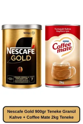 Nescafe Gold 900gr Teneke Granül Kahve + Coffee Mate 2kg Teneke