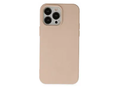 NEWFACE iPhone 14 Pro Max Uyumlu Nano İçi Kadife Silikon Telefon Kılıfı Pudra