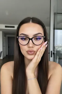 REN EYEWEAR Frida Siyah Çerçeve Cat Eye Çerçeve Popüler Şeffaf Ekran Gözlüğü