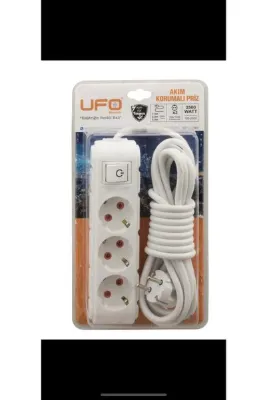 UFO Akım Korumalı Anahtarlı Priz 2.5 Mt Beyaz