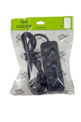 TUNÇ ELEKTRİK Tunç Marka{{ 5 Metre }} Kablolu Topraklı Ara Kablosu {{siyah}}renk (1.KALİTE)
