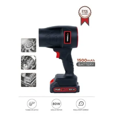 Torima TTB-02 Hava Üfleme Makinesi 1500 mAh 80 W Yüksek Hızlı Turbo Siyah