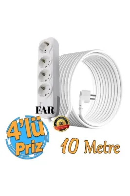 KONDEL AYDINLATMA 4'LÜ 10 METRE UZATMA KABLOSU TOPRAKLI 3X1,5 TTR CCA