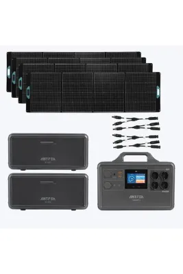 Antfea S2200 Pro Taşınabilir Güç Kaynağı + 2 adet B2200 Backup Yedek Batarya + 4 adet 300W Taşınabil
