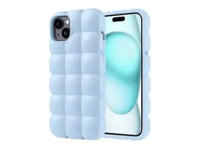 LOPARD iPhone 15 Plus Uyumlu Parlak Esnek Silikon Dom Dom Kapak Telefon Kılıfı Mavi