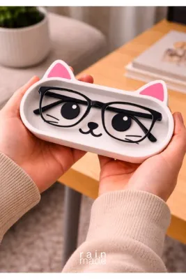 Rainmade Sevimli Kedi Tasarımlı 3D Baskı Gözlük Standı