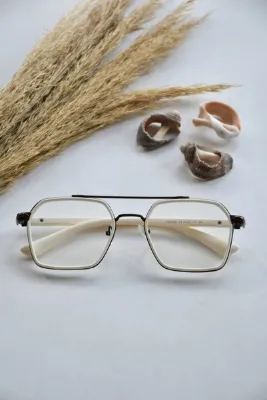 LOOKUP DENEB- Mavi Işık Koruyucu Gözlük Unisex Ekran Gözlüğü Optik Uyumlu Camı Değişir Vintage Krem Çerçeve