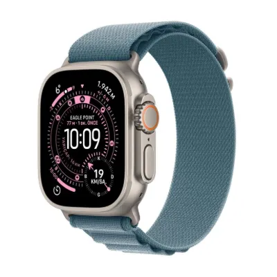 Apple Watch Ultra 3 GPS + Cellular 49mm Natürel Titanyum Kasa ve Açık Mavi Alpine Loop - Orta Boy