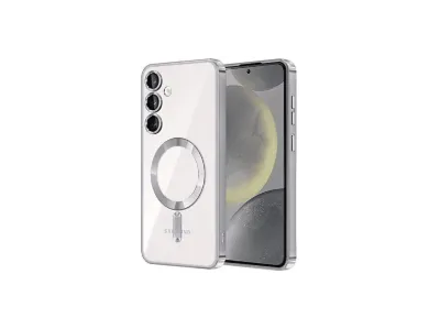 NEWFACE Samsung Galaxy S24 Uyumlu Kross Magneticsafe Kapak Telefon Kılıfı Gümüş