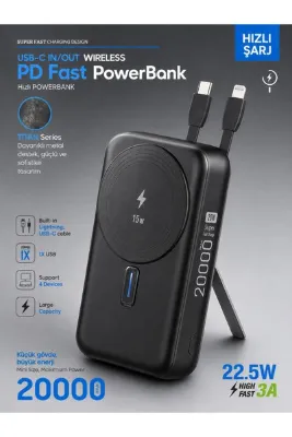 DEANB 22.5W Hızlı Şarj Powerbank Type-C Giriş Çıkışlı Kablolu MagSafe Uyumlu Taşınabilir Şarj Cihazı