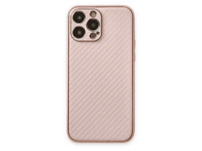 NEWFACE iPhone 13 Pro Uyumlu Coco Karbon Silikon Telefon Kılıfı Pembe