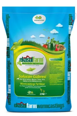 EkosolFarm %100 Solucan Gübresi 25 Kg (50 Litre) Katı Toz Organik Gübre – Saksı, Bahçe, Ağaç ve Çim