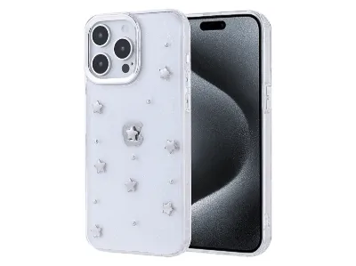 LOPARD iPhone 15 Pro Max Uyumlu Airbag Tasarımlı Simli Şeffaf Kutup Kapak Telefon Kılıfı Çok Renkli