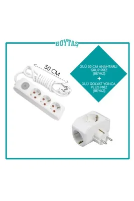 VİKO 50 CM / ANAHTARLI 3'LÜ GRUP PRİZ + BEYAZ YONCA PLUS GOLYAT /ÖZNUR KABLO KULLANILIR/ SİZE ÖZEL