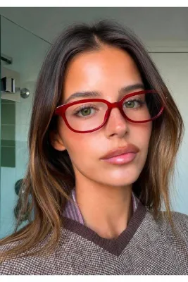 Sun Pearl ROSSO Bordo Cat Eye Formlu Mavi Işık Korumalı Kadın Gözlük Popüler Şeffaf Ekran Gözlüğü