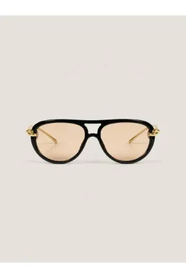 Eyemood Unisex Pilot Güneş Gözlüğü Siyah Çerçeve Bej Cam Sasha C3