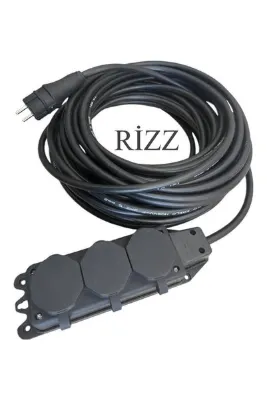 RİZZ 60 METRE 3'LÜ GRUP PRİZ 3x2,5 MM CCA TTR SİYAH RENK TOPRAKLI KAUÇUK SEYYAR ELEKTRİK KABLOSU