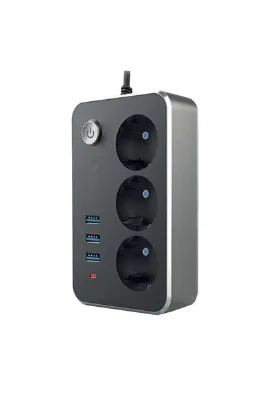 WINNBOSS AKIM KORUMALI 3LÜ PRİZ 3X USB TELEFON ŞARJI 2 METRE KABLOLU 2,1A DÜĞMELİ AÇ-KAPA GOBEX