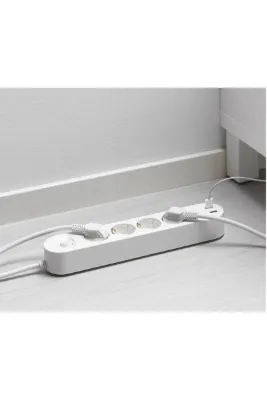 IKEA 2 USB Girişli 4 Priz Girişli Uzatma Kablosu 3 Metre Ara Kablo Priz Plastik Beyaz Renk