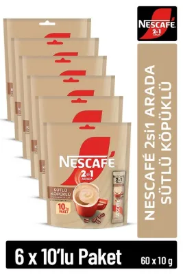 Nescafe 2si1 Arada Sütlü Köpüklü Çözünebilir Kahve 10g 10'lu Paket 10X6