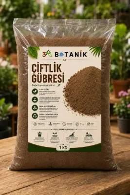 3A BOTANİK Doğal Çiftlik Gübresi, 1 KG, Sebze, Meyve, Çiçek ve Saksı Bitkileri İçin Gübre, Yanmış ve Elenmiş Gübre