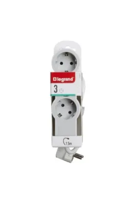 Legrand STANDART GRUP PRİZLER, 16 A, 3680 W, 3lü , 3 X 1,5 mm2 KESİTLİ 1,5m UZUNLUKTA KABLO, BEYAZ