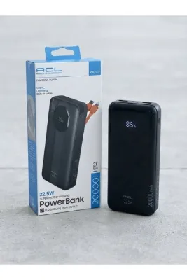 ACL Aura Akse 20000 mAh 22.5W Süper Hızlı Şarj, Dahili Kablolu (Type-C / Lightning), LCD Ekranlı Powerbank / Taşınabilir Şarj Cihazı