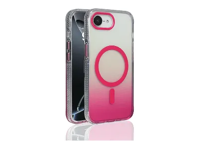LOPARD iPhone 16E Uyumlu Mgsafe Şarj Özellikli Transparan Renk Geçişli Toros Kapak Telefon Kılıfı Pembe