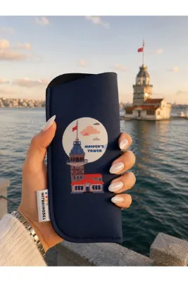 Mitbringsel İstanbul Hatırası Koleksiyonu Kız Kulesi Lacivert Neopren Gözlük Kılıfı | Hediyelik ve Koruyucu Tasarım