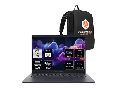 ASUS EB B5 FHD+ B5405U716512B0DP343 Intel Core Ultra 7 255H 96 GB RAM 1 TB SSD 14 inç FreeDOS Laptop+Çanta Koyu Gri