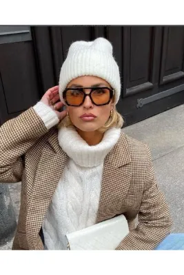 funeyes Vela Leopar Desen Somon (şeftali) Renk Trend Gözlük Güneş Gözlüğü Renkli Cam Büyük Gözlük