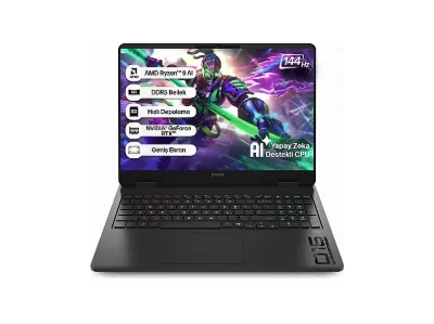 HP Omen C12CPEA RTX5060 8GB WUXGA 144Hz C12CPEAAT72 AMD Ryzen AI 9 365 32 GB RAM 2 TB SSD 16 inç Windows 11 Pro Laptop Siyah