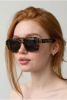 REN EYEWEAR Vasta Kadın Güneş Gözlüğü Oversize Büyük Camlı Leopar Desenli 55 Ekartman Çift Köprülü Modern