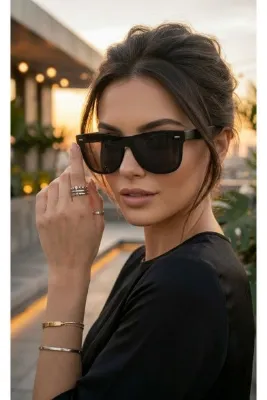 Nilu Moda LÜX SERİ SİYAH OVERSİZE YEKPARE CAM GÜNEŞ GÖZLÜĞÜ